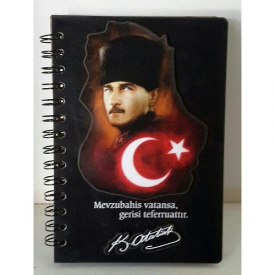 Tahta Kapaklı El İşi Defter ÖZEL Kabartmalı ( Büyük Ebat ) DTKB11 , 1 Adet